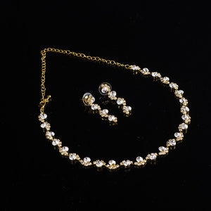 Fashion Elegant Imitation Diamond Earrings Necklace Set