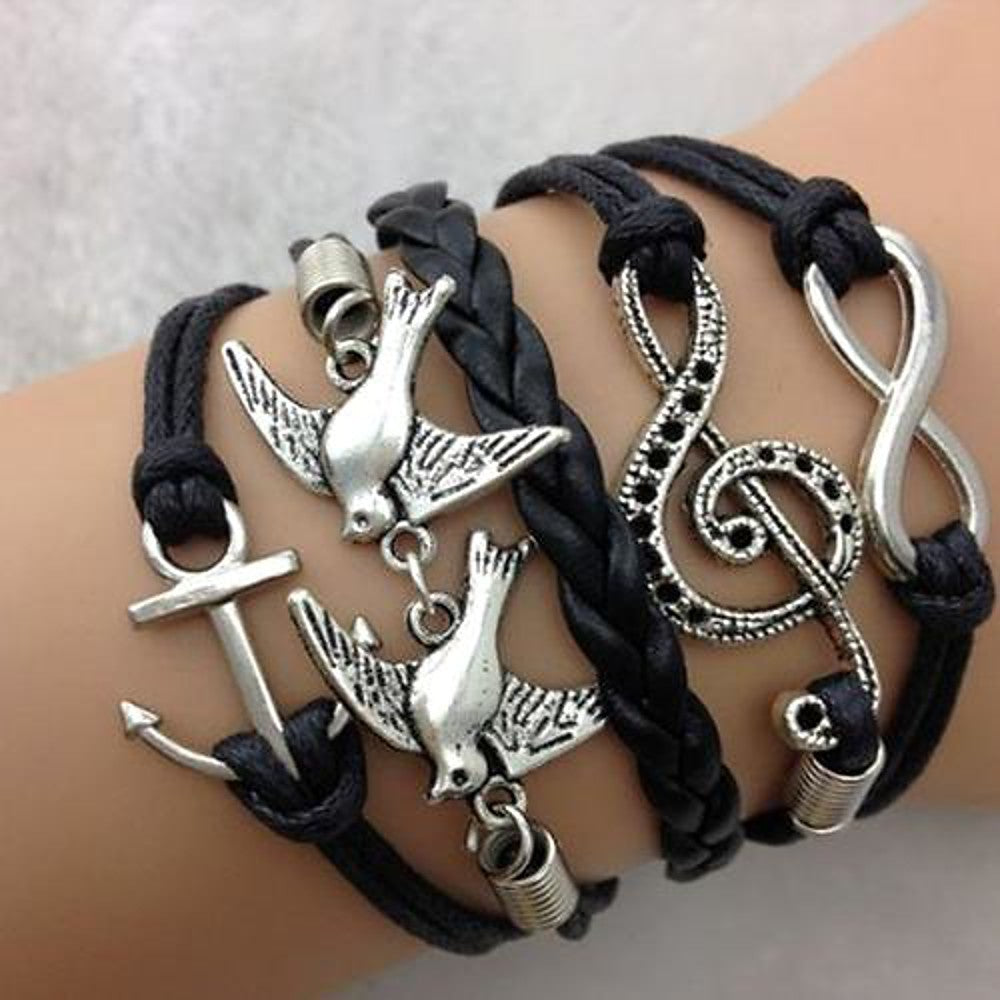 Wrap Leather Layered Vintage European Fashion Inspirational Bracelet