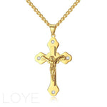 Men's Cubic Fashion Zirconia Pendant Necklace Cross Crucifix