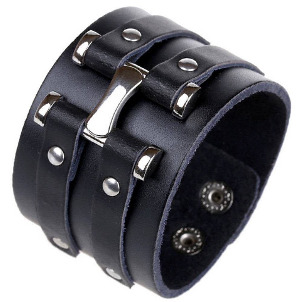 Men's ID Punk Leather Bracelet