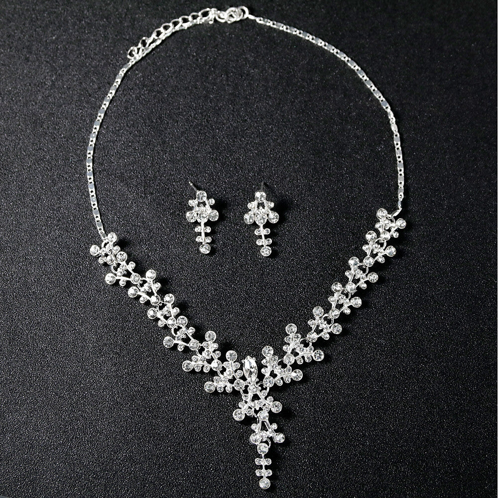 Unique Design Rhinestone Earrings Necklace Set