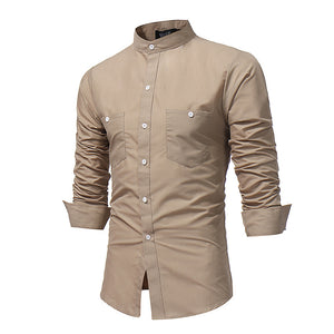 Causal Solid Colored Rivet Shirt