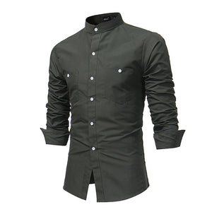 Causal Solid Colored Rivet Shirt