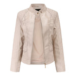 Stylish Solid Colored Leather Jacket