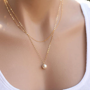 Double-Layer Fashion Pendant Pearl Necklace