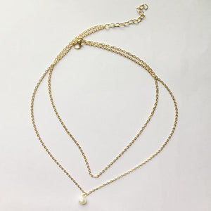Double-Layer Fashion Pendant Pearl Necklace