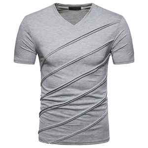 Stylish Solid Colored V Neck Slim T-Shirt