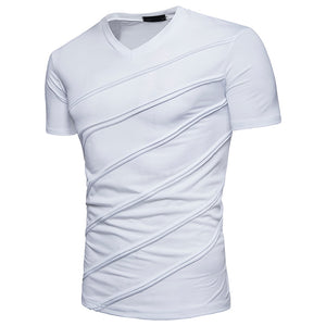 Stylish Solid Colored V Neck Slim T-Shirt