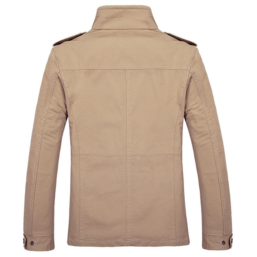 Stylish Solid Standing Collar Jacket