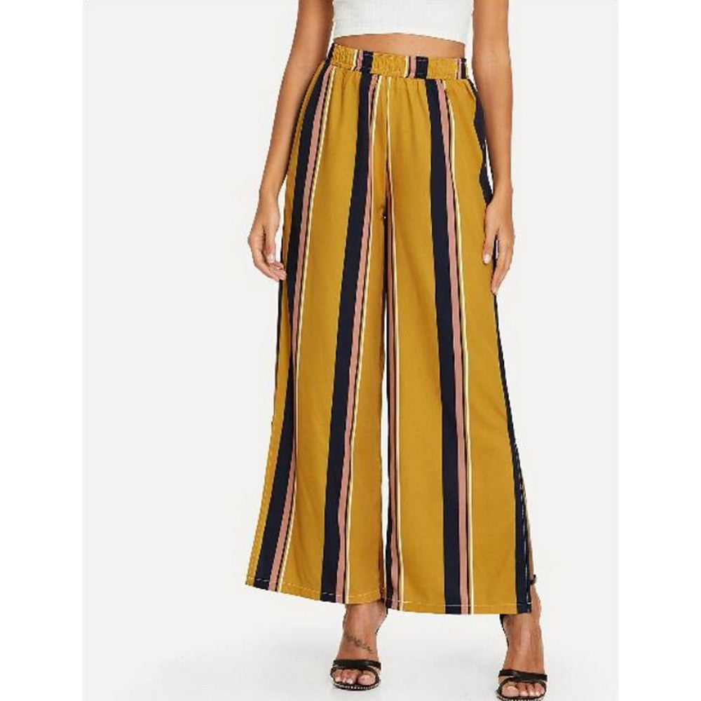 Striped Black Wide Leg Fashion Pants