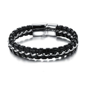 Men's Loom Braided Weave Stylish Trendy Titanium Steel Bracelet
