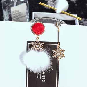 Women's Christmas Snowflake Crystal Earrings