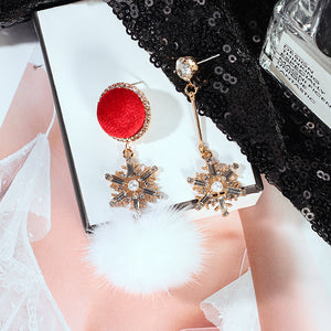 Women's Christmas Snowflake Crystal Earrings