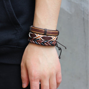 Rope Twisted Woven Fashion Leather Bracelet