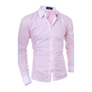 Dual Color Border Business Casual Slim Shirt