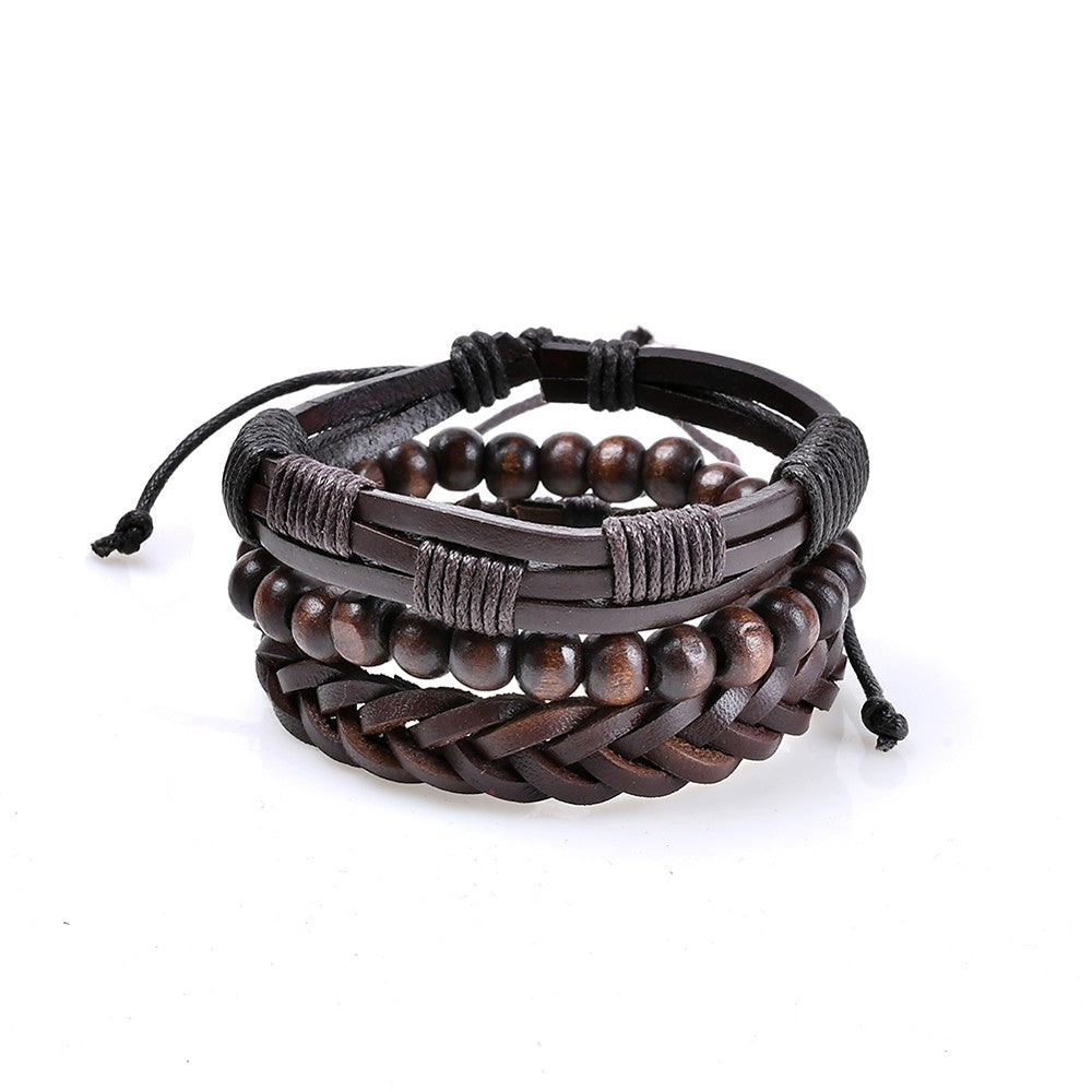 Men's Geometrical Woven Vintage Bohemian Cute Leather Bracelet