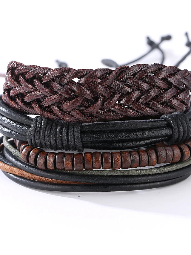 Men's Rope Vintage Punk Leather Bracelet