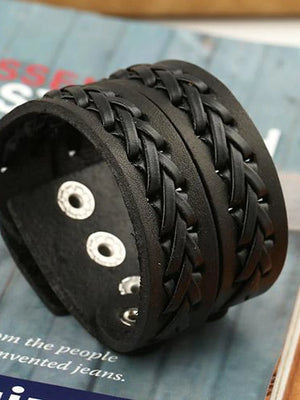 Men's Braided Unique Design European Fashion Leather Bracelet