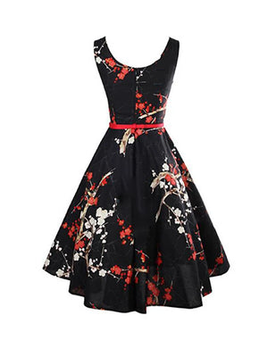 Vintage Holiday Sheath Dress - Floral Black
