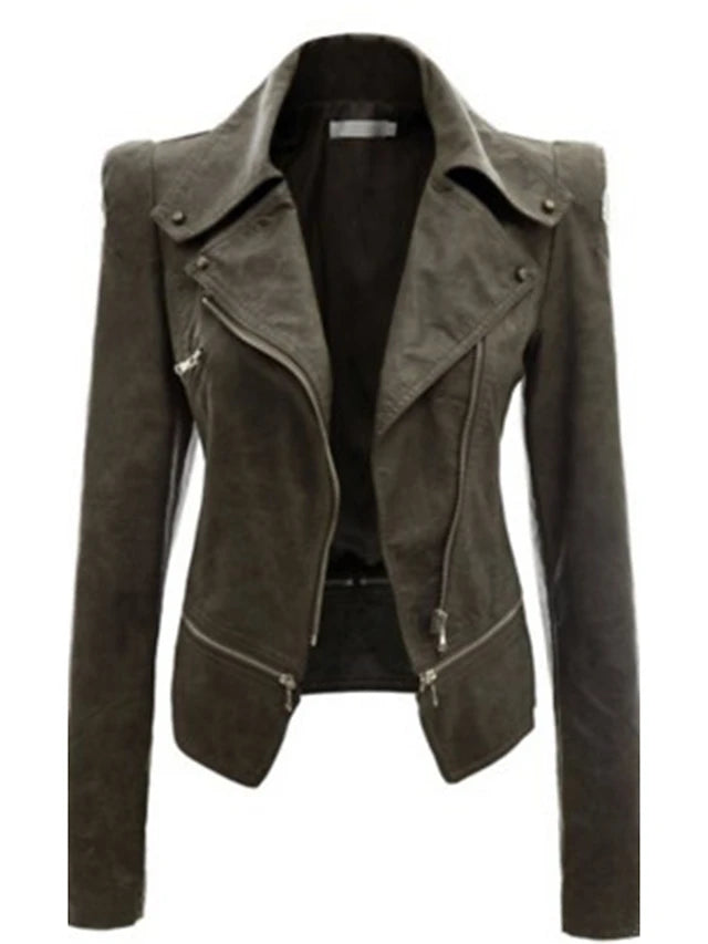 Solid Colored Leather Jacket