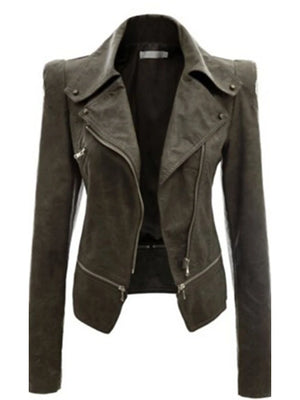 Solid Colored Leather Jacket