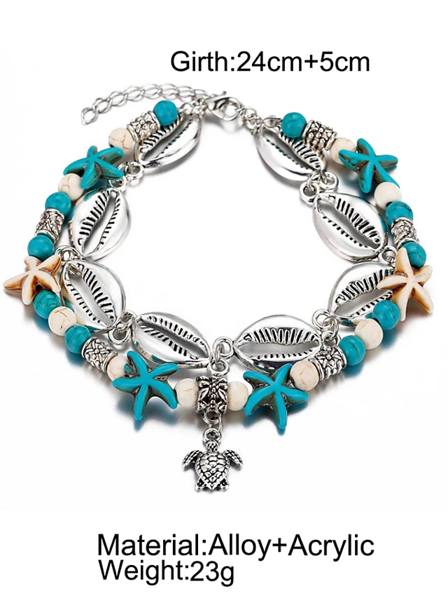 Turtle Starfish Shell Bohemian Trendy Anklet Jewelry