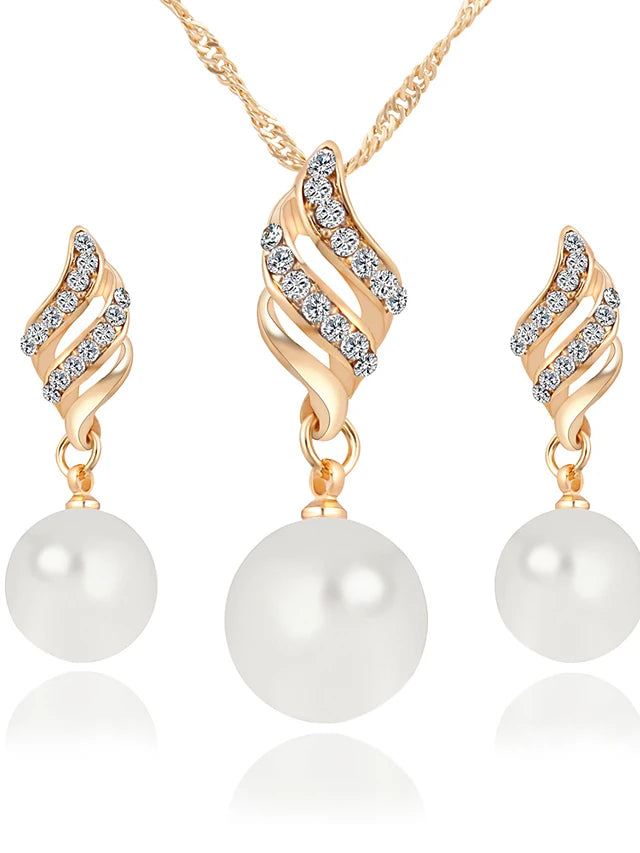 Twisted Korean Fashion Imitation Pearl Necklace Earrings Set