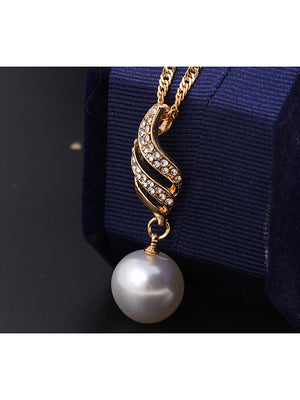 Twisted Korean Fashion Imitation Pearl Necklace Earrings Set