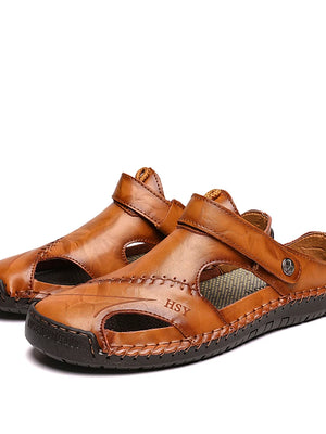 Leather Cowhide Casual Preppy Sandals