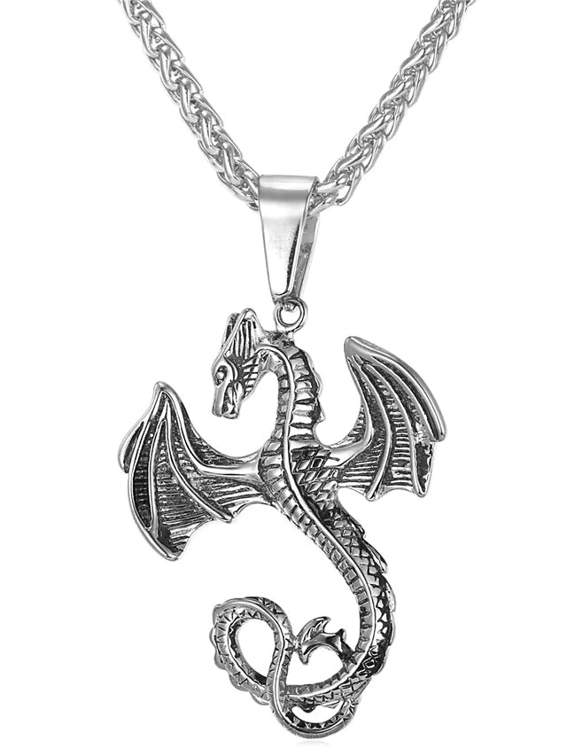 Men's Franco Chain Dragon Animal Satanic Pendant Necklace