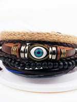 Men's Bead Wrap Rope Woven Evil Eye Personalized Punk Wooden Bracelet