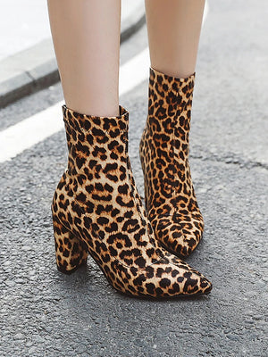 Chunky Heel Pointed Toe Boots