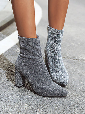Chunky Heel Pointed Toe Boots