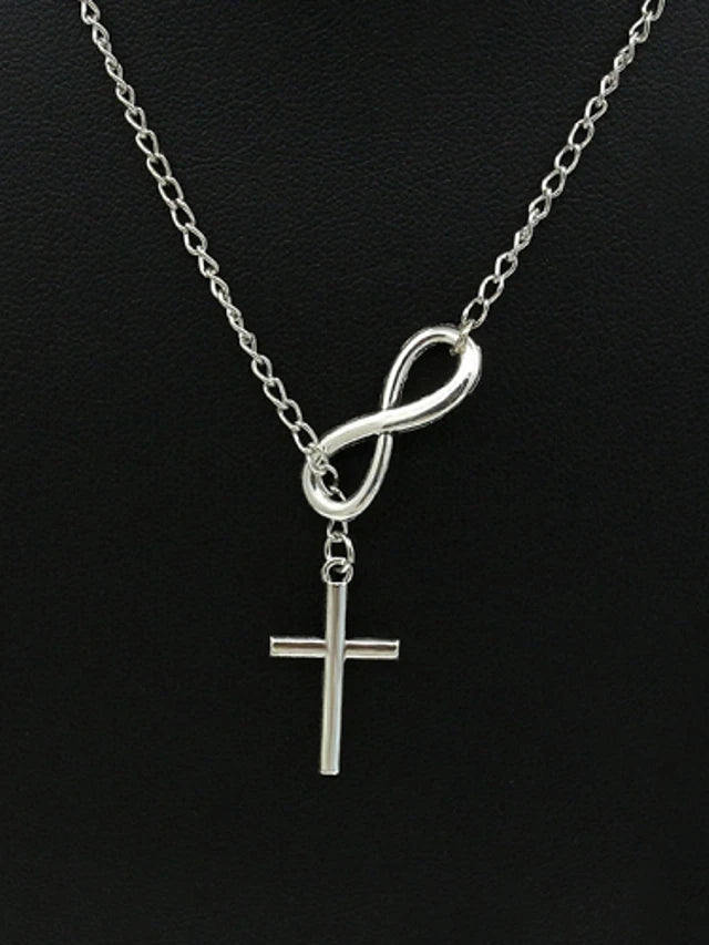 Double Cross Infinity Style Necklace Jewelry