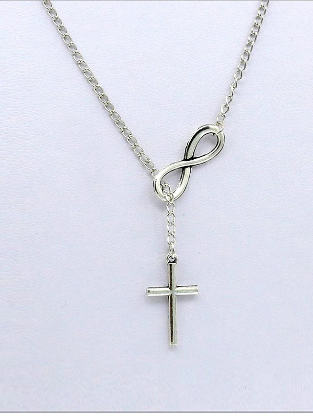 Double Cross Infinity Style Necklace Jewelry