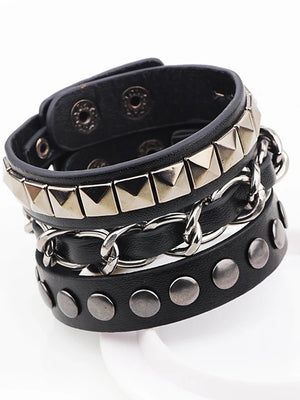 Men's Chain Cross Rock Hip-Hop Leather Bracelet