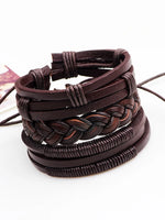 Men's Twisted Woven Twist Circle Leather Bracelet