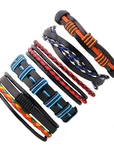 Men's Twisted Woven Circle Rainbow Leather Bracelet