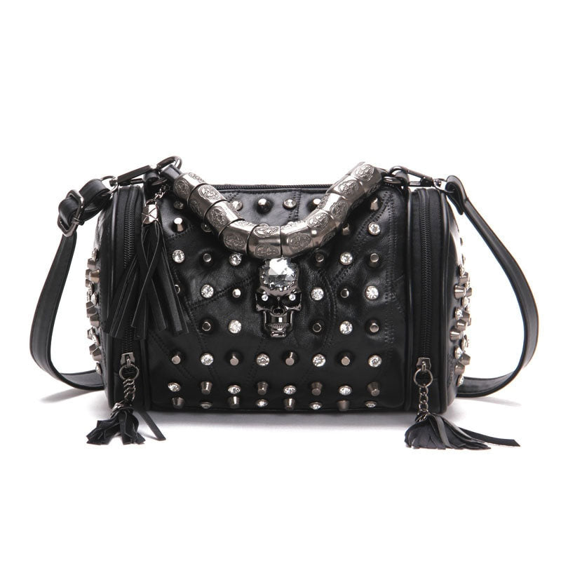 Moda Luxe Gray Punk Handled Purse Handbag with Zippers & Tassles on eBid  United States
