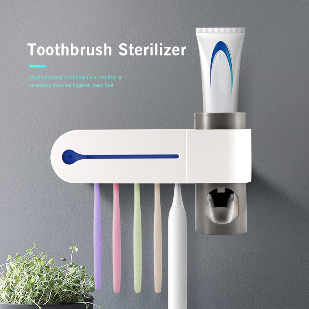 Antibacterial Toothbrush Sterilizer & Automatic Toothpaste Dispenser beauty Item Type:Toothbrush SanitizerModel Number:A3Material:ABSSize:Toothbrush SanitizerUV light power::7WInput::100-240V 50/60Hz Default Title 24.99 USD