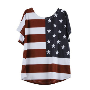 USA Flag Print Loose Star Stripe T-Shirt - blitz-styles