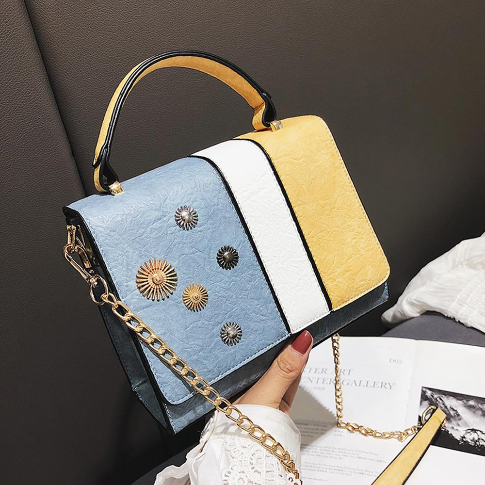 Patchwork Small PU Leather Chain Flap - blitz-styles