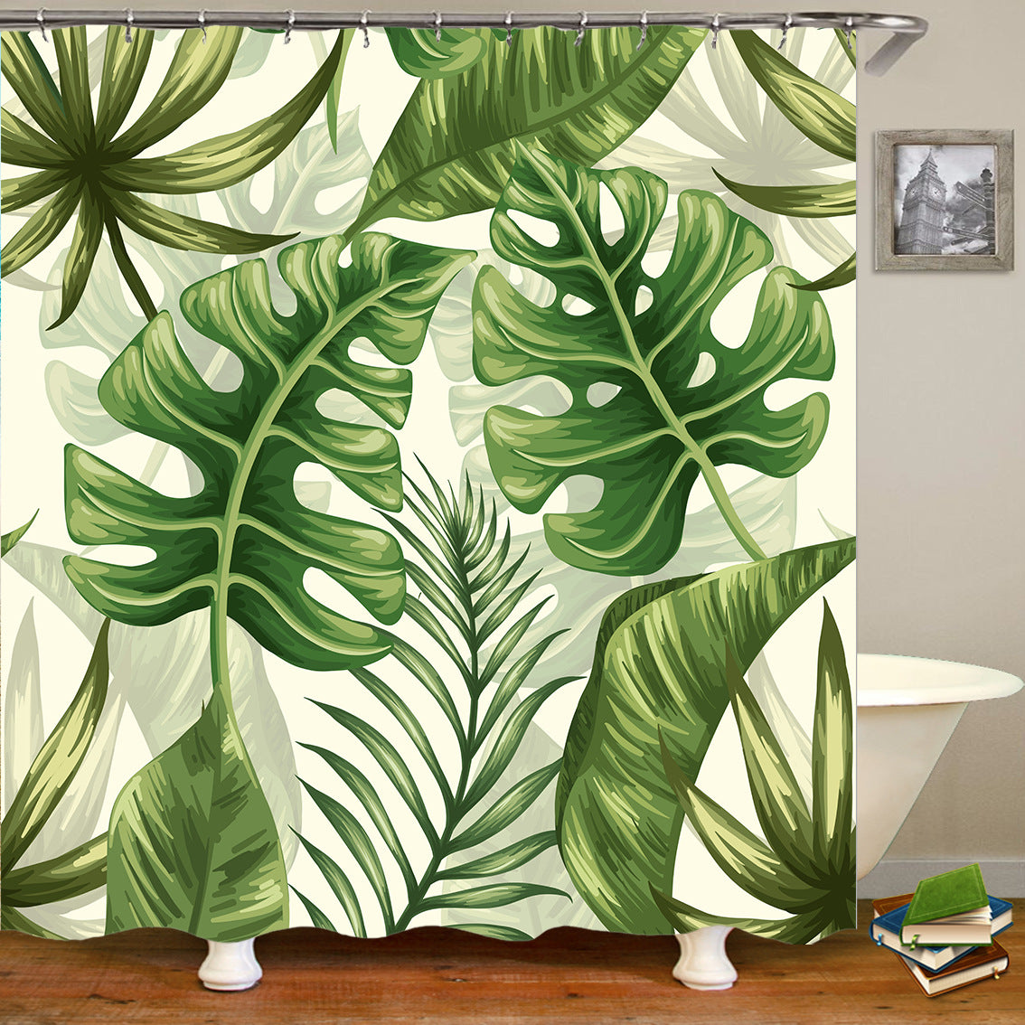 Tropical Plant Leaf Bath Curtain Decor - blitz-styles