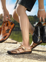 Leather Cowhide Casual Preppy Sandals