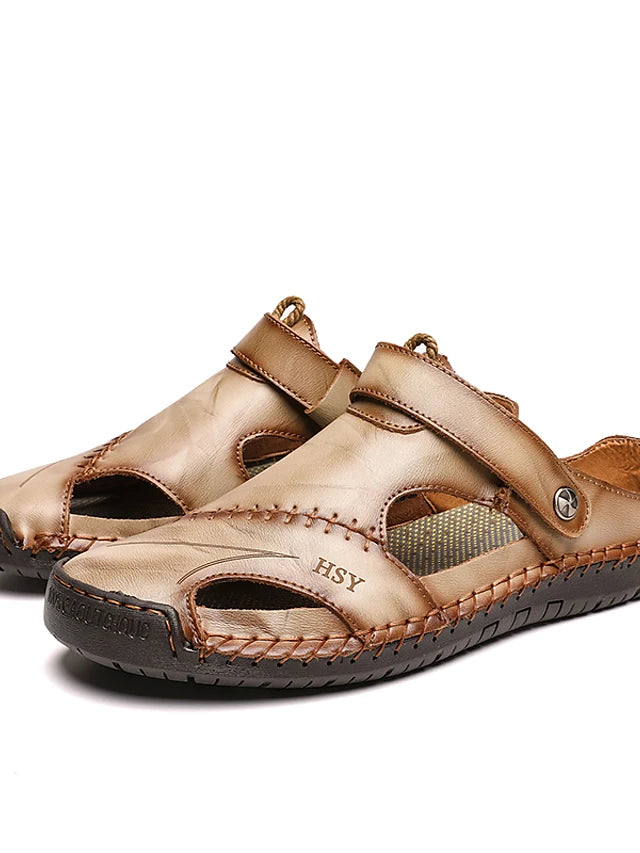 Leather Cowhide Casual Preppy Sandals