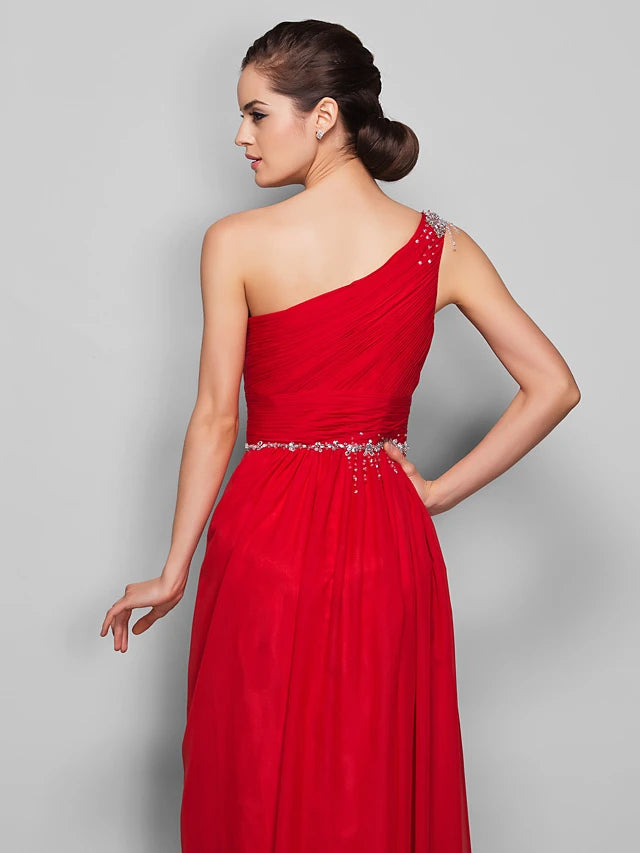 Sheath Chiffon Prom Dress with Beading / Ruched by TS Couture®