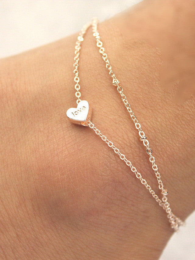 Double Heart Dainty Charm Anklet