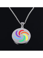 Rainbow Titanium Steel Silver Necklace