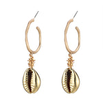 Handmade Natural Shell Drop Earrings Gold Wire Twined Geometric Earrings - blitz-styles