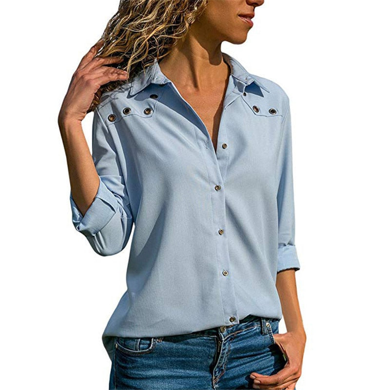 Elegant Chiffon Long Sleeve Shirt - blitz-styles